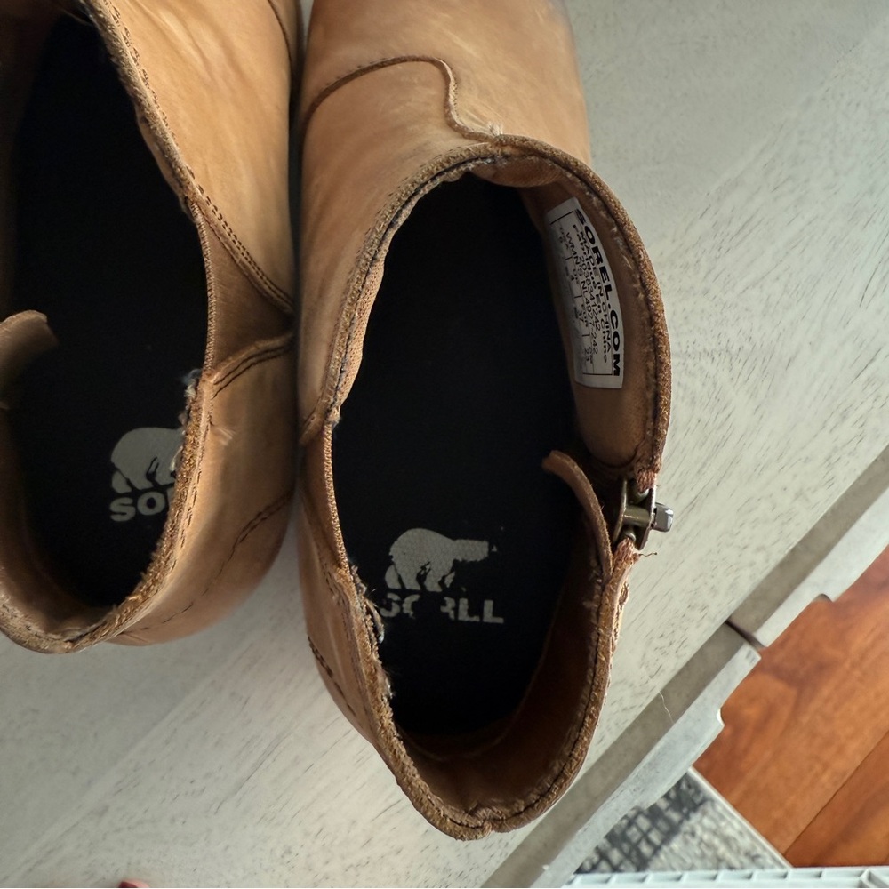 Luggage Brown Sorel Evie Wedge Ankle Boots - Picture 5 of 7